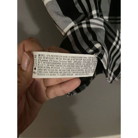 Forever 21 Black White Checkered Full Zip Adjustable Straps Fall Dress S - Picture 6 of 7